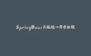 SpringBoot实现统一异常处理-拾光赋
