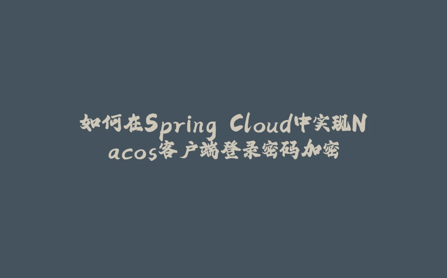 如何在Spring Cloud中实现Nacos客户端登录密码加密 - 拾光赋-拾光赋