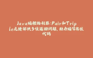 Java编程的利器：Pair和Triple无缝解决多值返回问题，助力编写高效代码-拾光赋