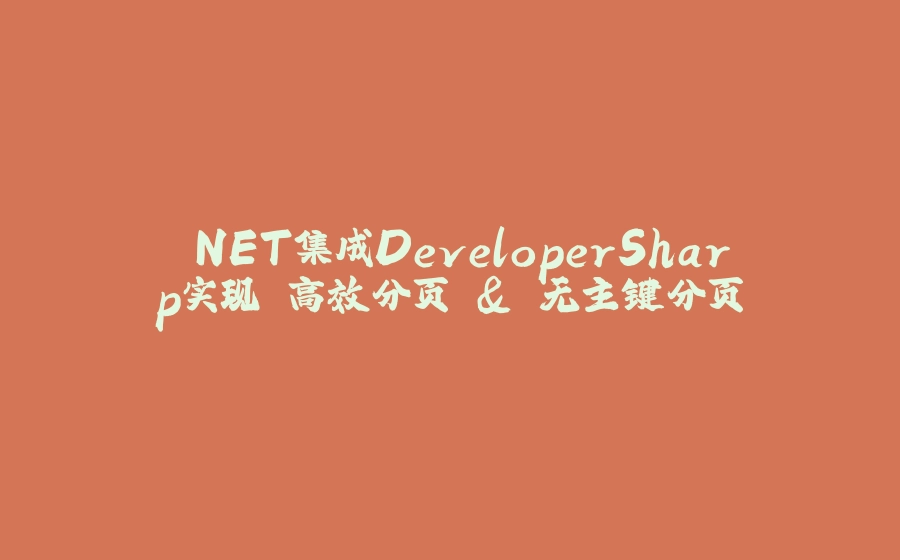 .NET集成DeveloperSharp实现"高效分页"&"无主键分页" - 拾光赋-拾光赋