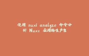 使用 nuxi analyze 命令分析 Nuxt 应用的生产包-拾光赋