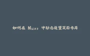 如何在 Nuxt 中动态设置页面布局-拾光赋