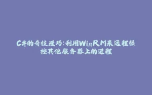 C#的奇技淫巧：利用WinRM来远程操控其他服务器上的进程-拾光赋