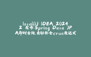 IntelliJ IDEA 2024.2 发布：Spring Data JPA即时查询、自动补全cron表达式-拾光赋