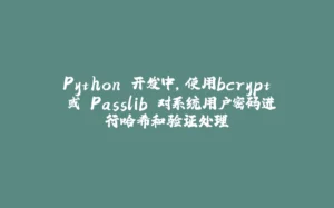 Python 开发中，使用bcrypt 或 Passlib 对系统用户密码进行哈希和验证处理-拾光赋