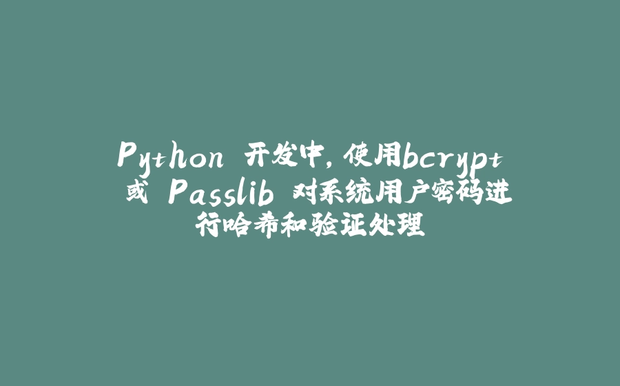 Python 开发中，使用bcrypt 或 Passlib 对系统用户密码进行哈希和验证处理 - 拾光赋-拾光赋