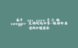 基于 .net core 8.0 的 swagger 文档优化分享-根据命名空间分组显示-拾光赋