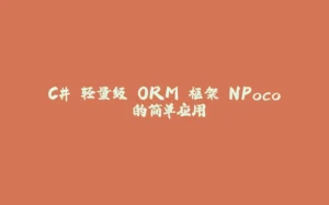 C# 轻量级 ORM 框架 NPoco 的简单应用-拾光赋