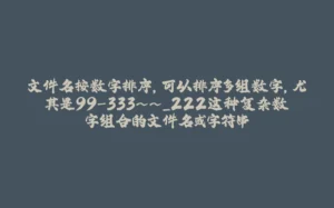文件名按数字排序,可以排序多组数字,尤其是99-333~~_222这种复杂数字组合的文件名或字符串-拾光赋