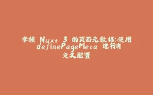 掌握 Nuxt 3 的页面元数据：使用 definePageMeta 进行自定义配置-拾光赋