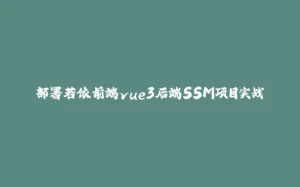 部署若依前端vue3后端SSM项目实战-拾光赋
