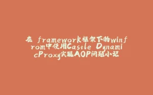 在.framework框架下的winfrom中使用Castle.DynamicProxy实现AOP问题小记-拾光赋