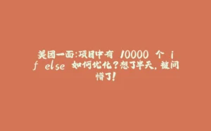 美团一面:项目中有 10000 个 if else 如何优化?想了半天,被问懵了!-拾光赋