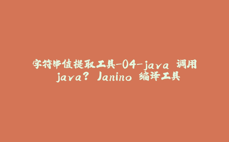 字符串值提取工具-04-java 调用 java? Janino 编译工具 - 拾光赋-拾光赋