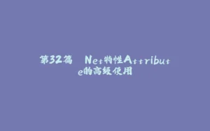 第32篇 .Net特性Attribute的高级使用-拾光赋