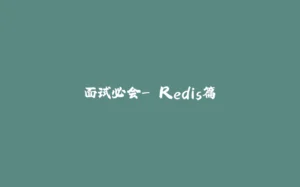 面试必会->Redis篇-拾光赋