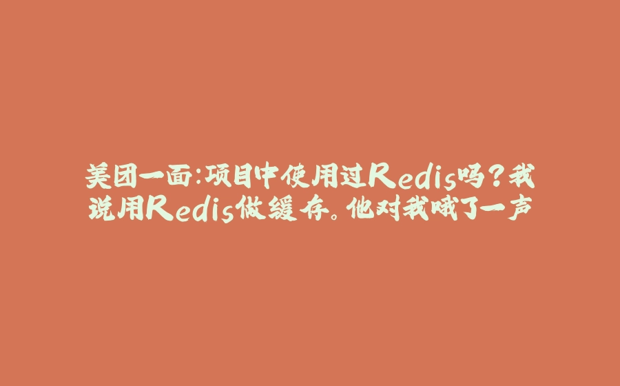 美团一面：项目中使用过Redis吗？我说用Redis做缓存。他对我哦了一声 - 拾光赋-拾光赋