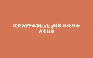 浅谈WPF之Binding时数据校验和类型转换-拾光赋
