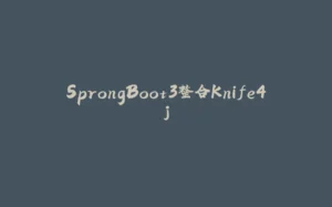 SprongBoot3整合Knife4j-拾光赋