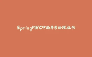 SpringMVC中的异常处理机制-拾光赋