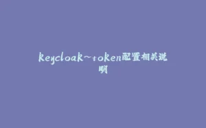 keycloak~token配置相关说明-拾光赋