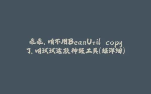 乖乖,咱不用BeanUtil.copy了,咱试试这款神级工具(超详细)-拾光赋
