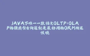 JAVA下唯一一款搞定OLTP+OLAP的强类型查询这就是最好用的ORM相见恨晚-拾光赋