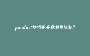 pandas：如何保存数据比较好？-拾光赋
