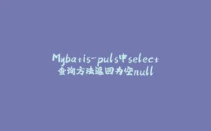Mybatis-puls中select查询方法返回为空null-拾光赋