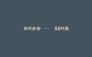 面试必会 --> SSM篇-拾光赋