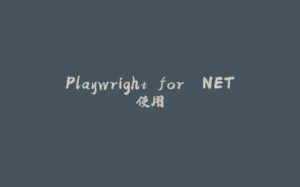 Playwright for .NET使用-拾光赋