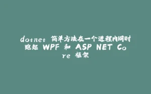 dotnet 简单方法在一个进程内同时跑起 WPF 和 ASP.NET Core 框架-拾光赋