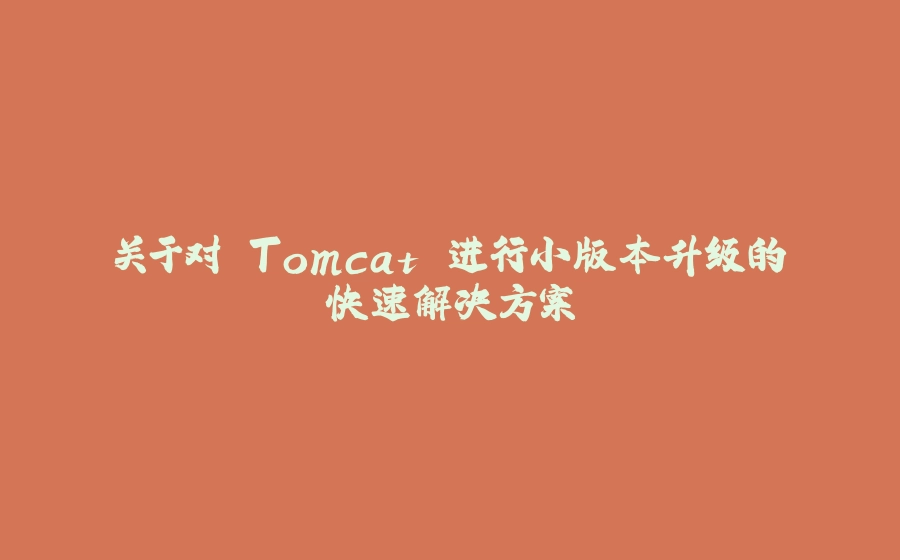 关于对 Tomcat 进行小版本升级的快速解决方案 - 拾光赋-拾光赋