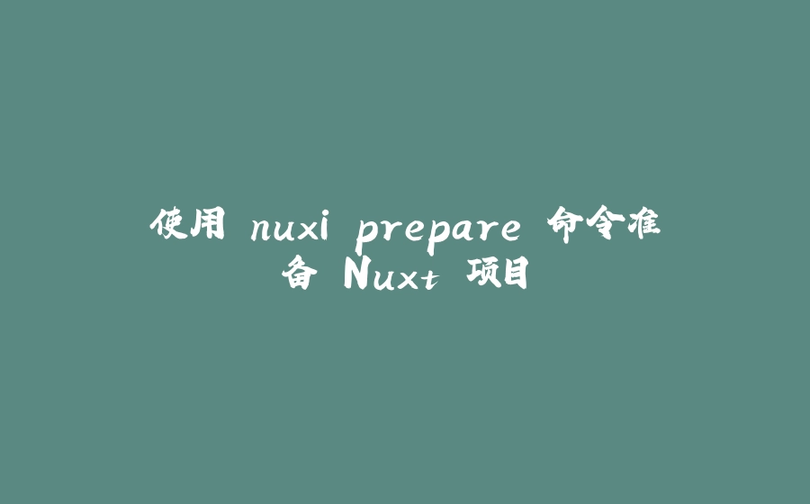 使用 nuxi prepare 命令准备 Nuxt 项目 - 拾光赋-拾光赋