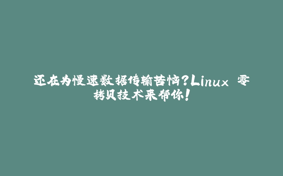 还在为慢速数据传输苦恼？Linux 零拷贝技术来帮你！ - 拾光赋-拾光赋