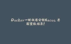 Docker一键极速安装Nacos,并配置数据库!-拾光赋
