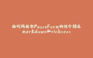 贴代码框架PasteForm特性介绍之markdown和richtext-拾光赋