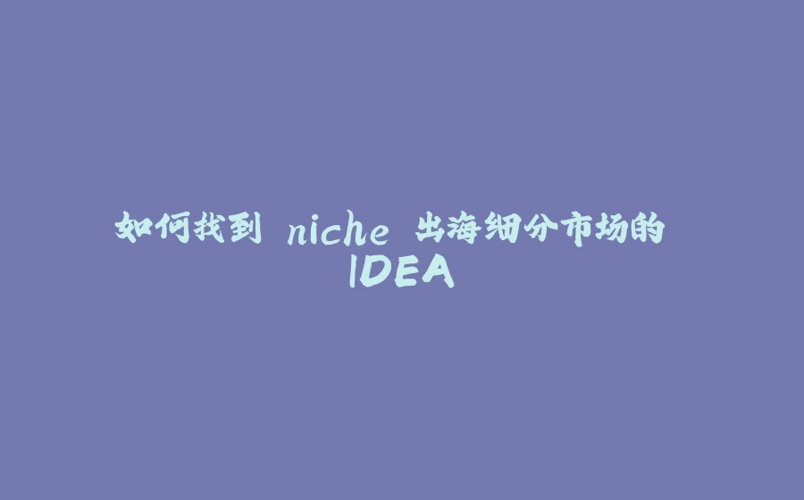 如何找到 niche 出海细分市场的 IDEA - 拾光赋-拾光赋