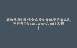 真的很强！微信公众号文章批量下载工具，轻松导出html、word、pdf文档！-拾光赋