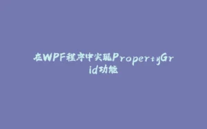 在WPF程序中实现PropertyGrid功能-拾光赋