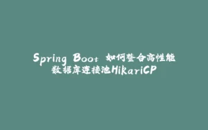 Spring Boot 如何整合高性能数据库连接池HikariCP-拾光赋