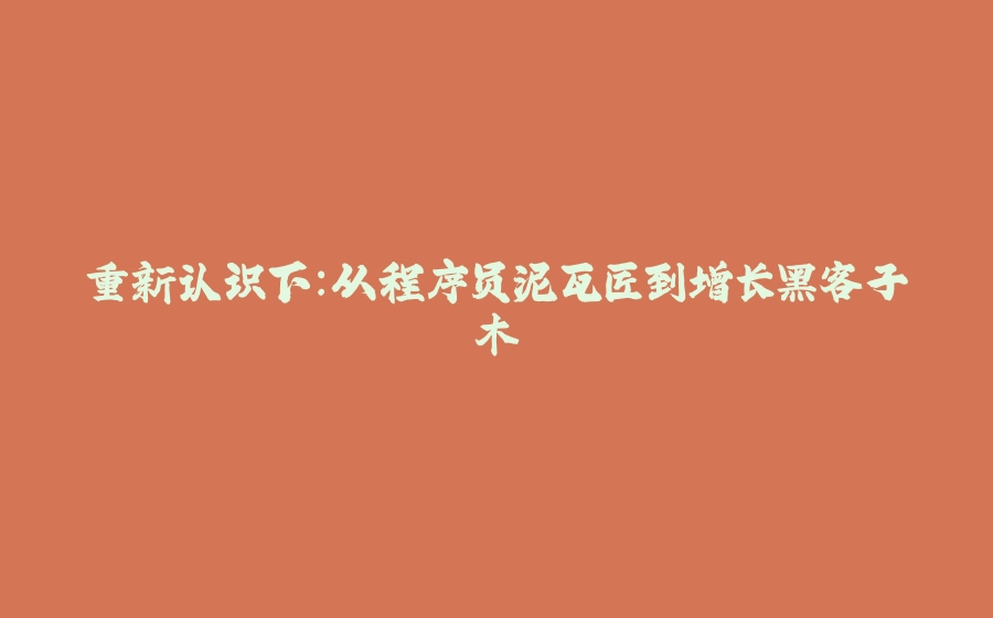 重新认识下：从程序员泥瓦匠到增长黑客子木 - 拾光赋-拾光赋
