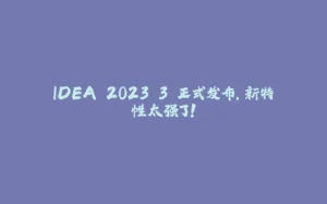 IDEA 2023.3 正式发布,新特性太强了!-拾光赋