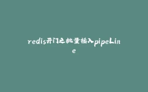 redis开门之批量插入pipeLine-拾光赋