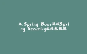 九、Spring Boot集成Spring Security之授权概述-拾光赋