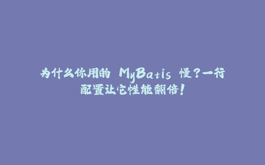为什么你用的 MyBatis 慢？一行配置让它性能翻倍！ - 拾光赋-拾光赋
