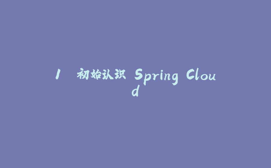 1. 初始认识 Spring Cloud - 拾光赋-拾光赋