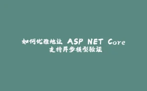 如何优雅地让 ASP.NET Core 支持异步模型验证-拾光赋