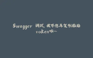 Swagger 调试，我不想再复制粘贴token啦~-拾光赋