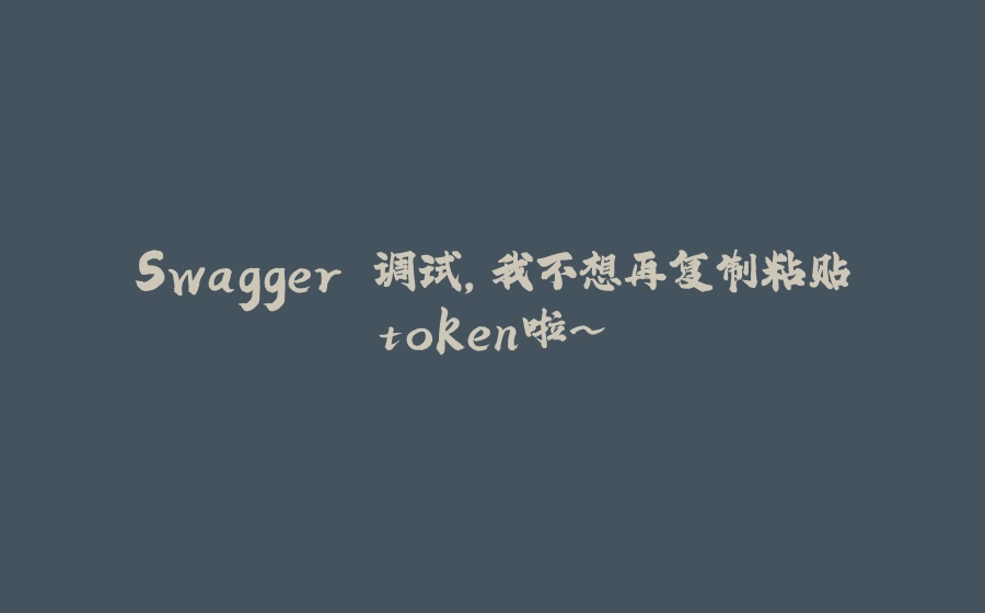 Swagger 调试，我不想再复制粘贴token啦~ - 拾光赋-拾光赋